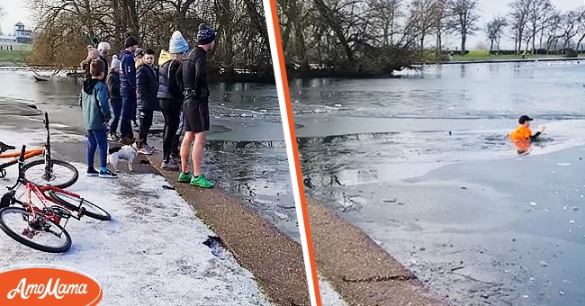 Sharp-witted jogger notices commotion near frozen lake, follows his instincts to save a life | Source: Facebook/Paula Town