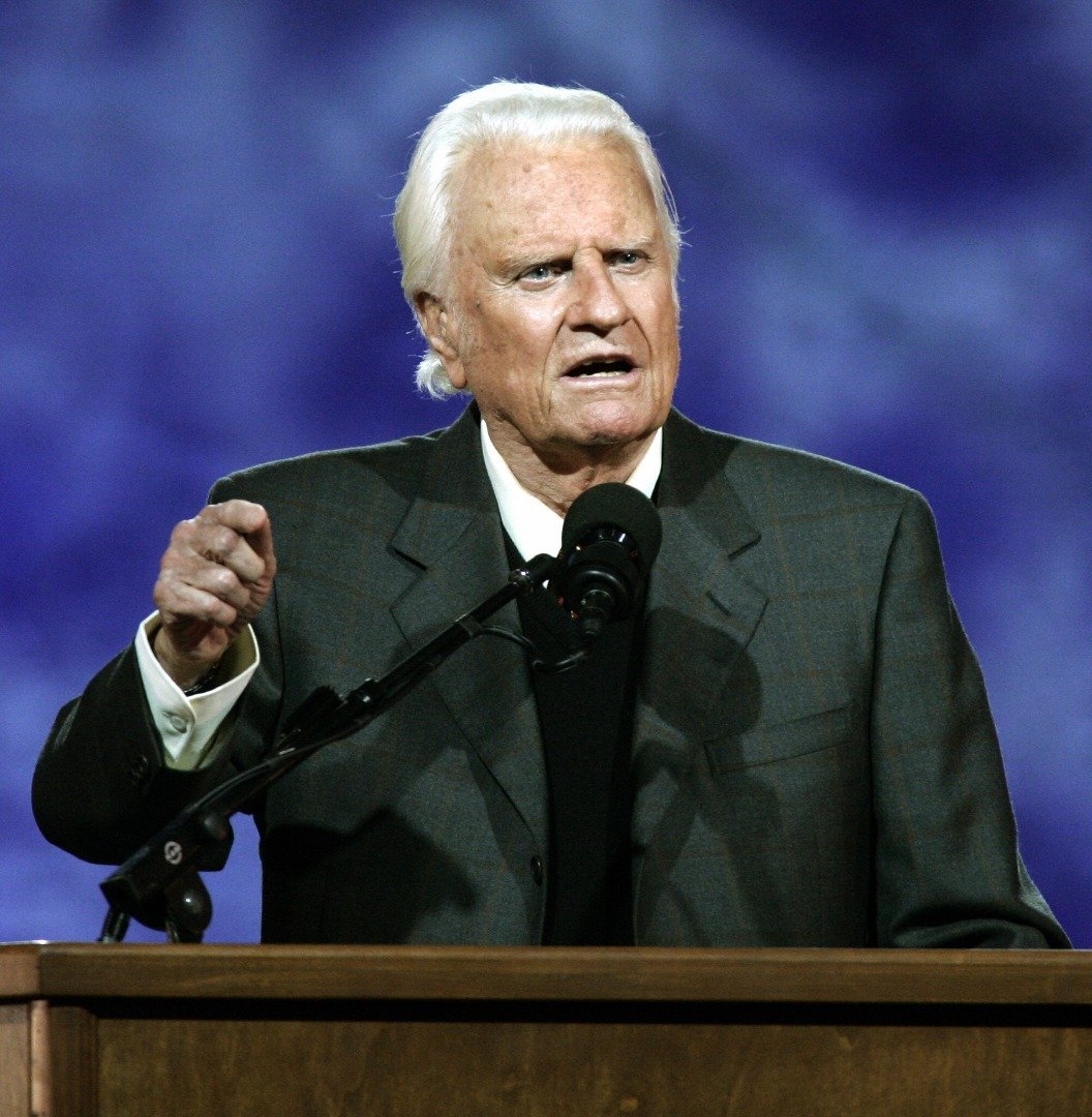 Evangelist Billy Graham delivering his message during the Billy Graham Crusade at Flushing Meadows Park in Flushing Meadows, New York. | Source: Getty Images