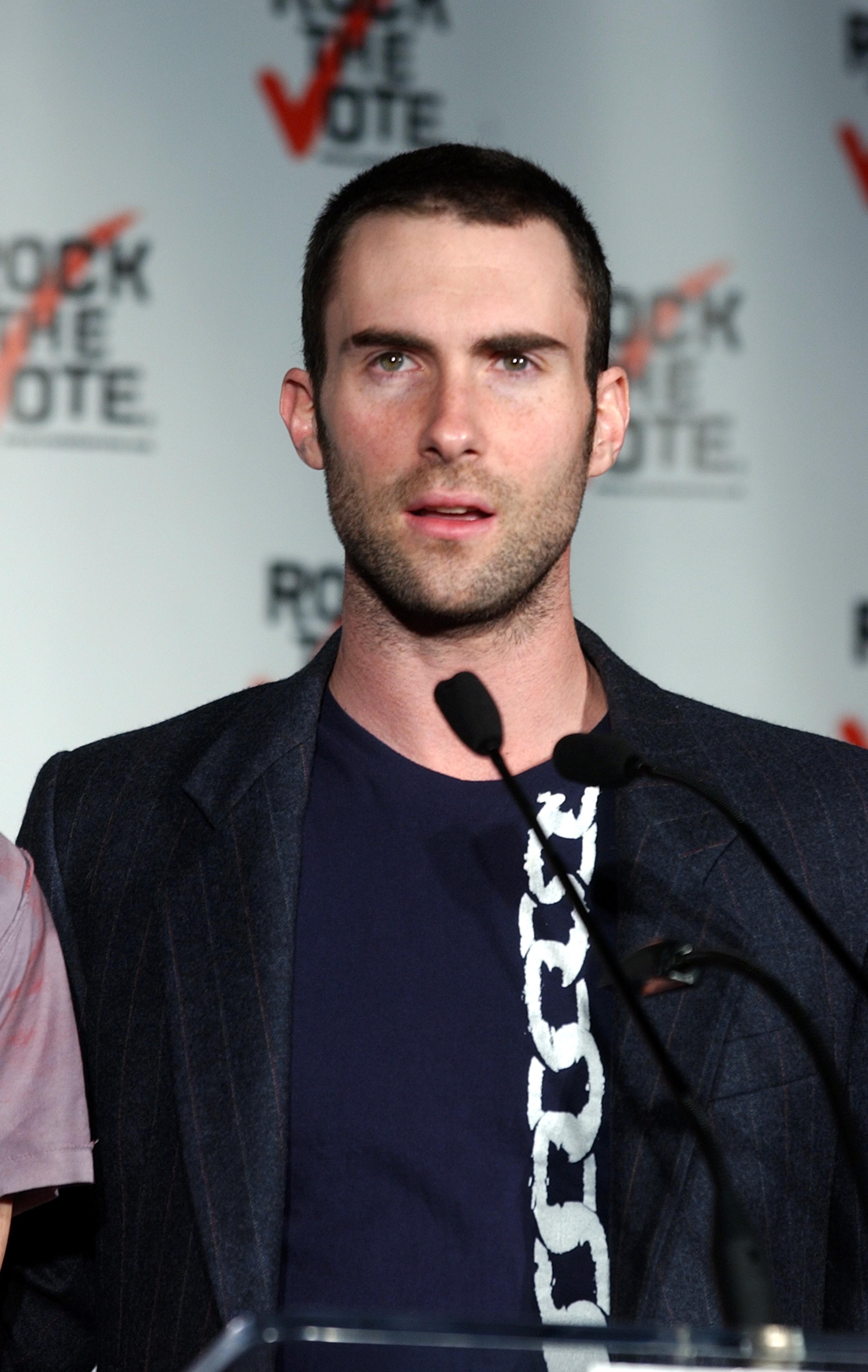 Adam Levine of Maroon 5 during the Rock the Vote Press Conference on February 4, 2004.