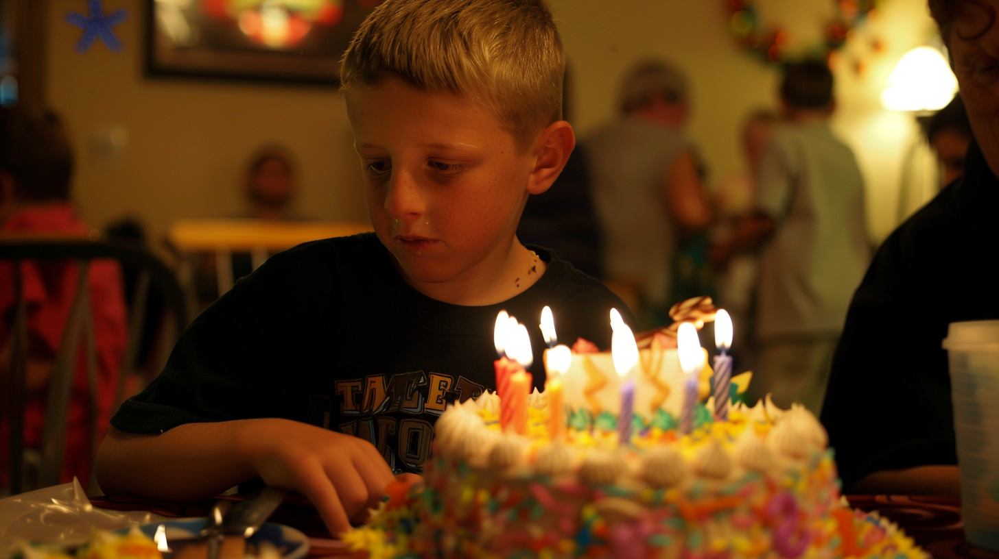 Boy with cake | Source: Midjourney