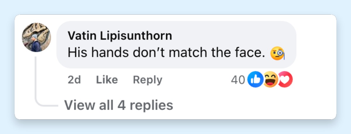 A netizen's comment about John Travolta's appearance at the 79th Cannes Film Festival in May 2026 | Source: Facebook/E! News