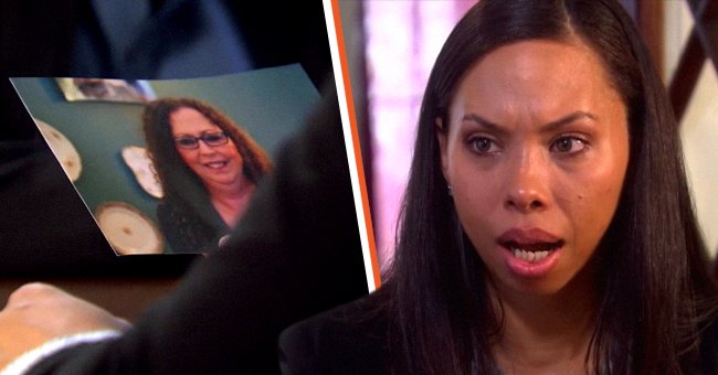A photo reveals who Jenny Thomas' birth mom is [left]; Thomas is stunned when she recognizes her mom [right] | Source: youtube.com/Inside Edition