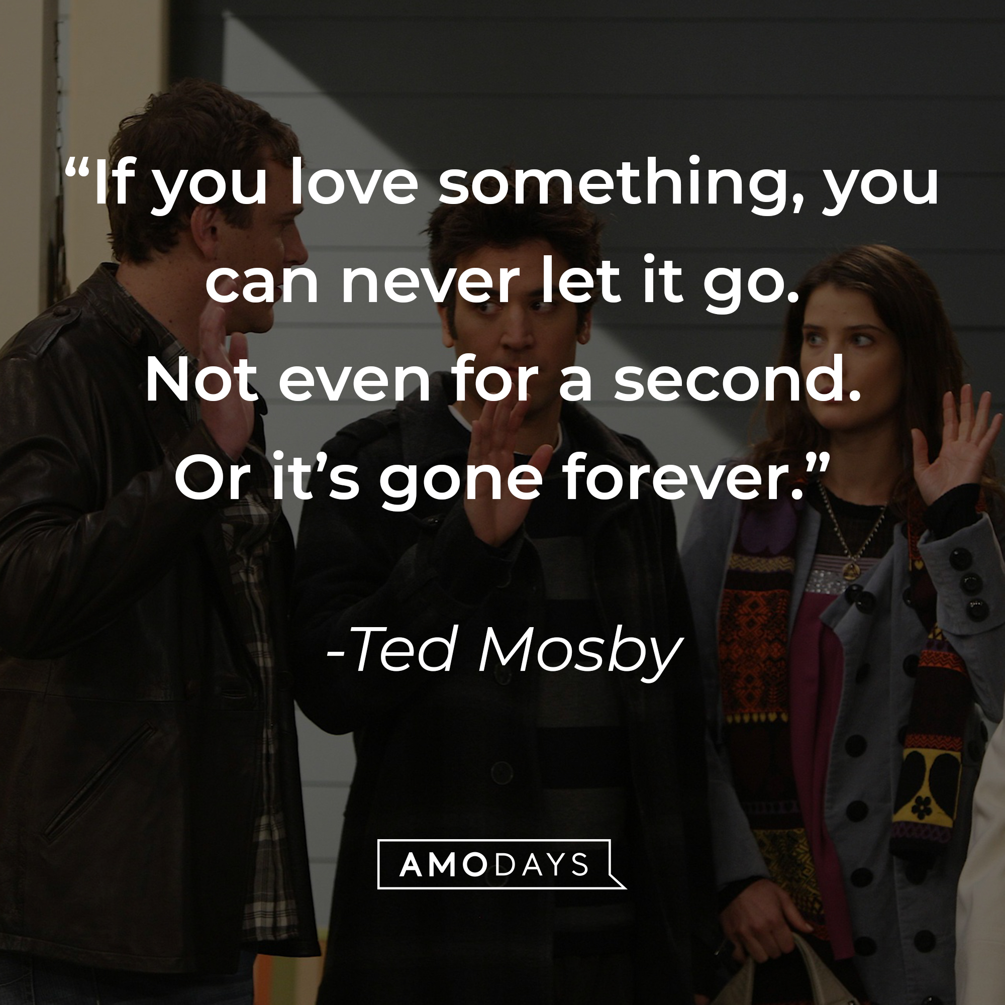 Ted Mosby's quote: "If you love something, you can never let it go. Not even for a second. Or it’s gone forever.” | Source: facebook.com/OfficialHowIMetYourMother