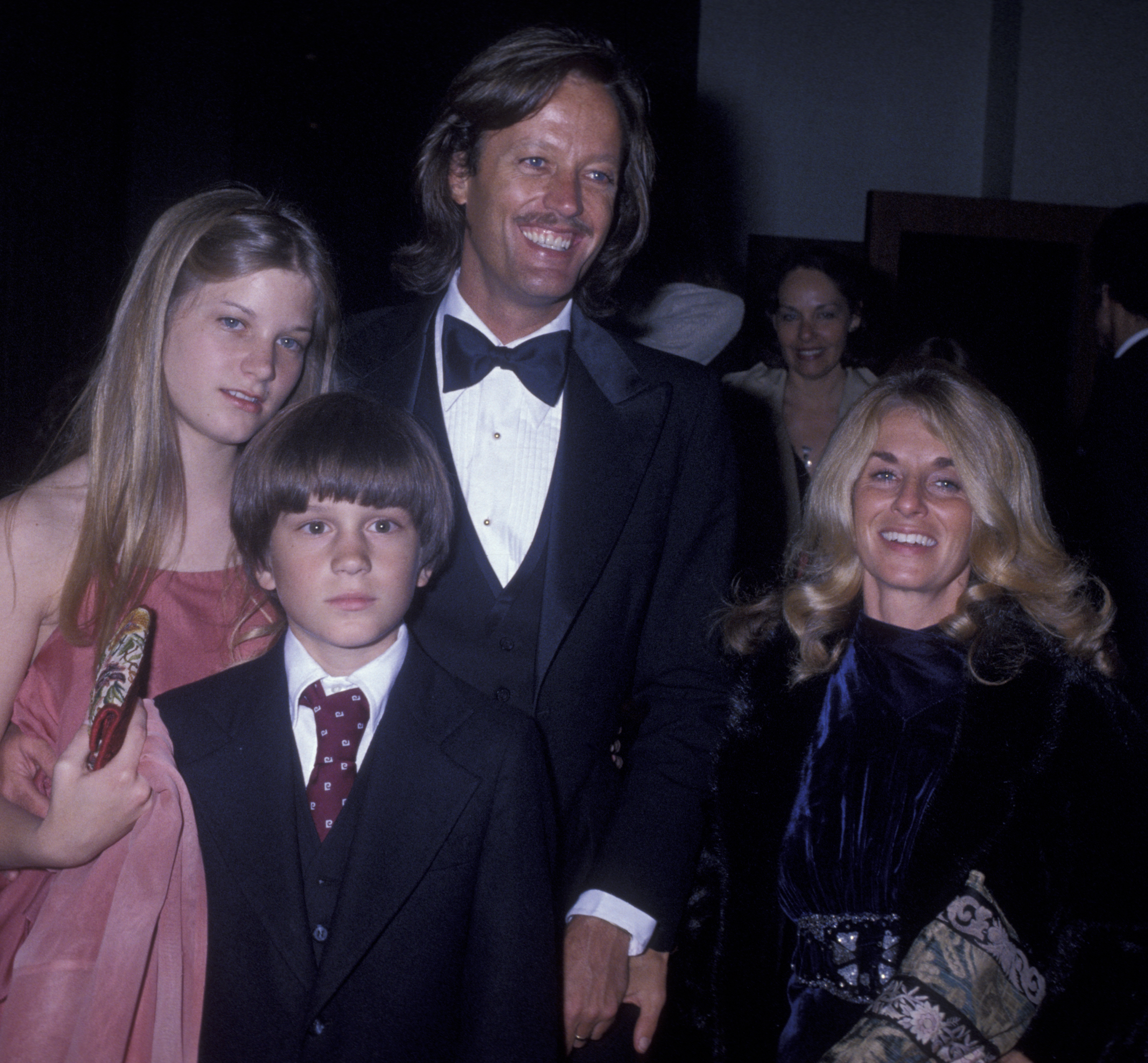 Peter Fonda, wife Portia Crockett, Bridget Fonda and Thomas Crockett attend Sixth Annual American Film Institute Lifetime Achievement Awards Honoring Henry Fonda on March 1, 1979 at the Beverly Hilton Hotel in Beverly Hills, California. | Source: Getty Images