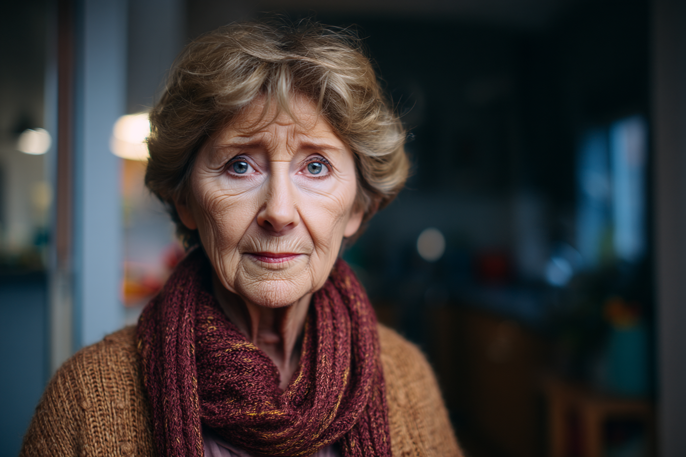 An older woman looking straight ahead | Source: Midjourney