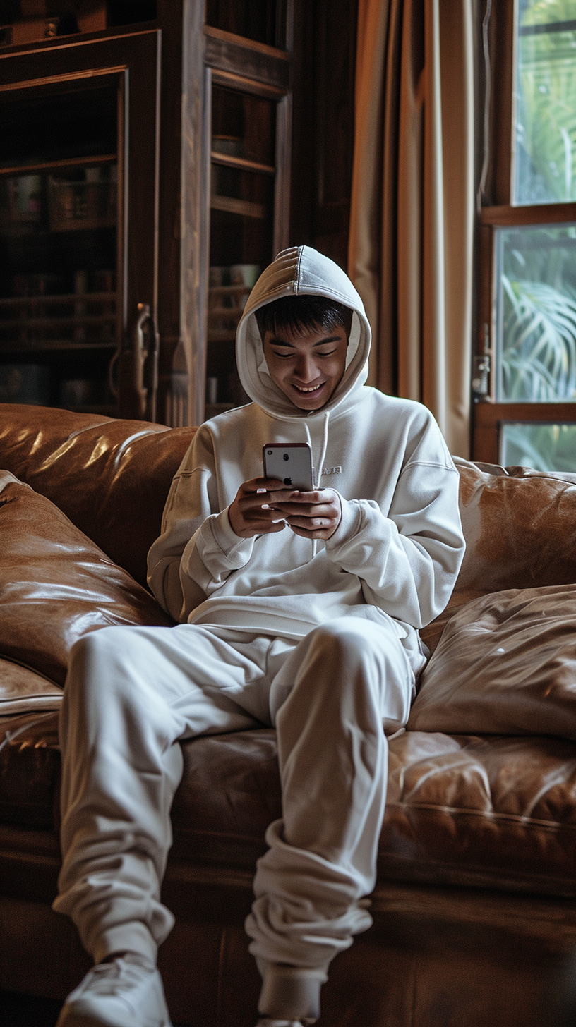 A teenager sitting on a couch | Source: Midjourney