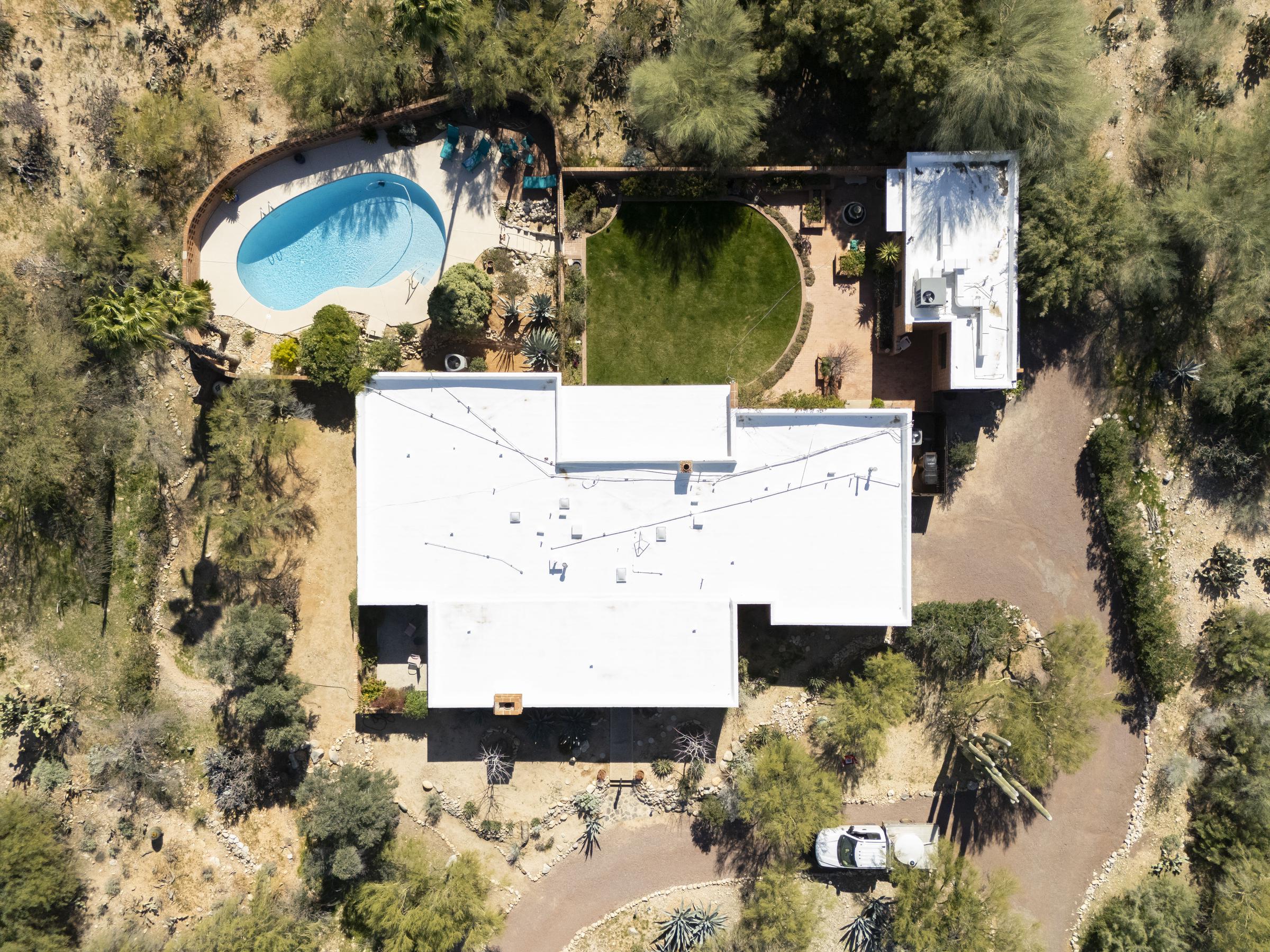 An aerial view showing the home of Nancy Guthrie on February 7, 2026 in Tucson, Arizona. | Source: Getty Images