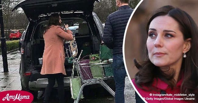 Heavily pregnant Duchess Kate is spotted loading shopping bags into her car without any help
