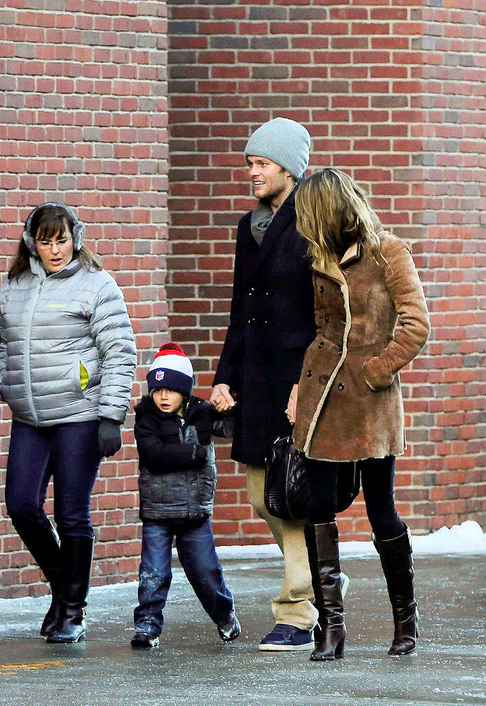 Tom Brady and Gisele Bundchen with Benjamin Brady are seen on January 04, 2014 in Boston, Massachusetts. (Photo by Stickman/Bauer-Griffin/GC Images)