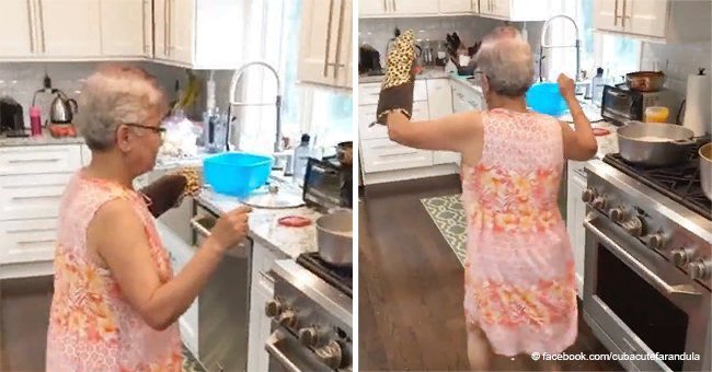 Granny surprised her family with a hilarious dance while cooking
