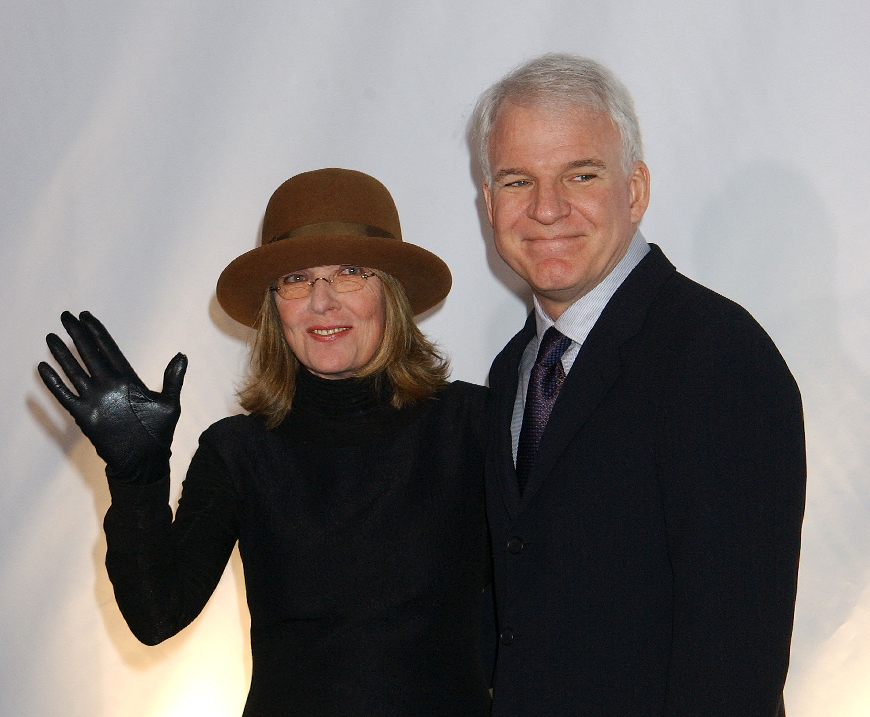 Diane Keaton and Steve Martin are pictured during Giorgio Armani Receives First "Rodeo Drive Walk Of Style" Award at Rodeo Drive on September 9, 2003, in Beverly Hills, California. | Source: Getty Images