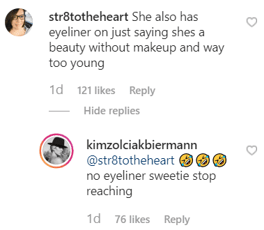 Screenshot of critic’s comment & Kim Zolciak’s reaction | Photo: Instagram/kimzolciakbiermann