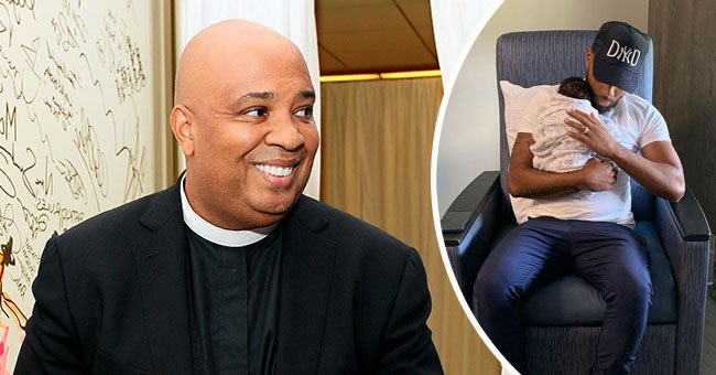 A picture of Rev. Run and his child cradling his grandchild | Photo: instagram.com/jojo_simmons Getty Images