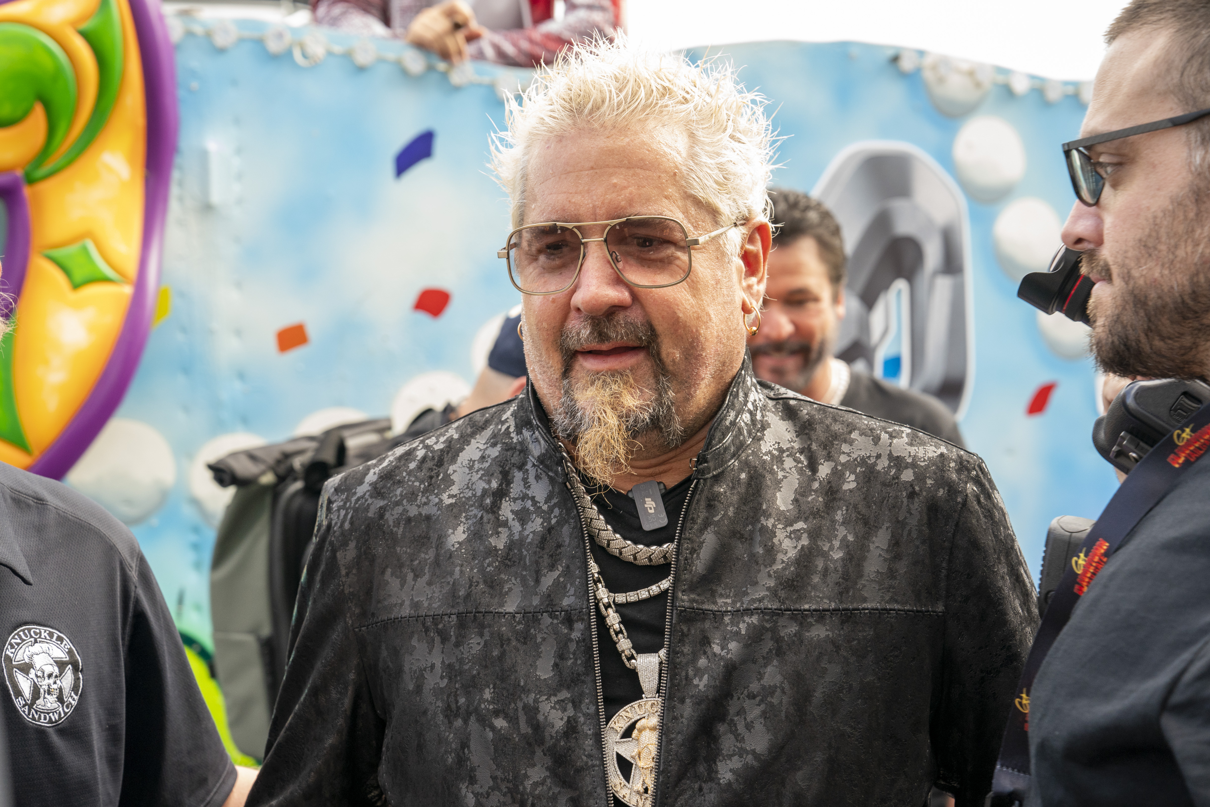 Guy Fieri arrives at his Flavortown Tailgate Party during Mardi Gras celebrations in New Orleans, Louisiana, on February 9, 2025 | Source: Getty Images