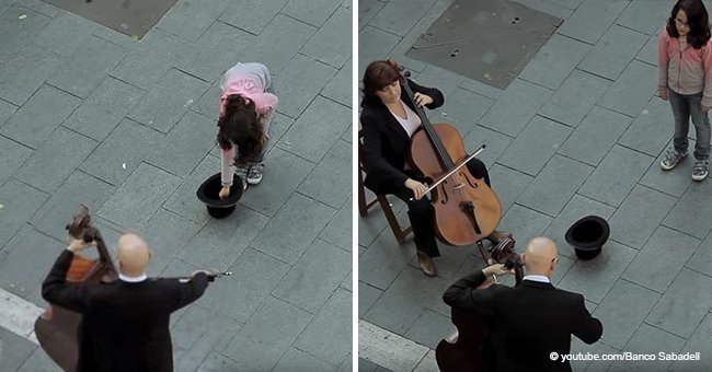 Girl gives a coin to a living statue but never expected to get a complete orchestra