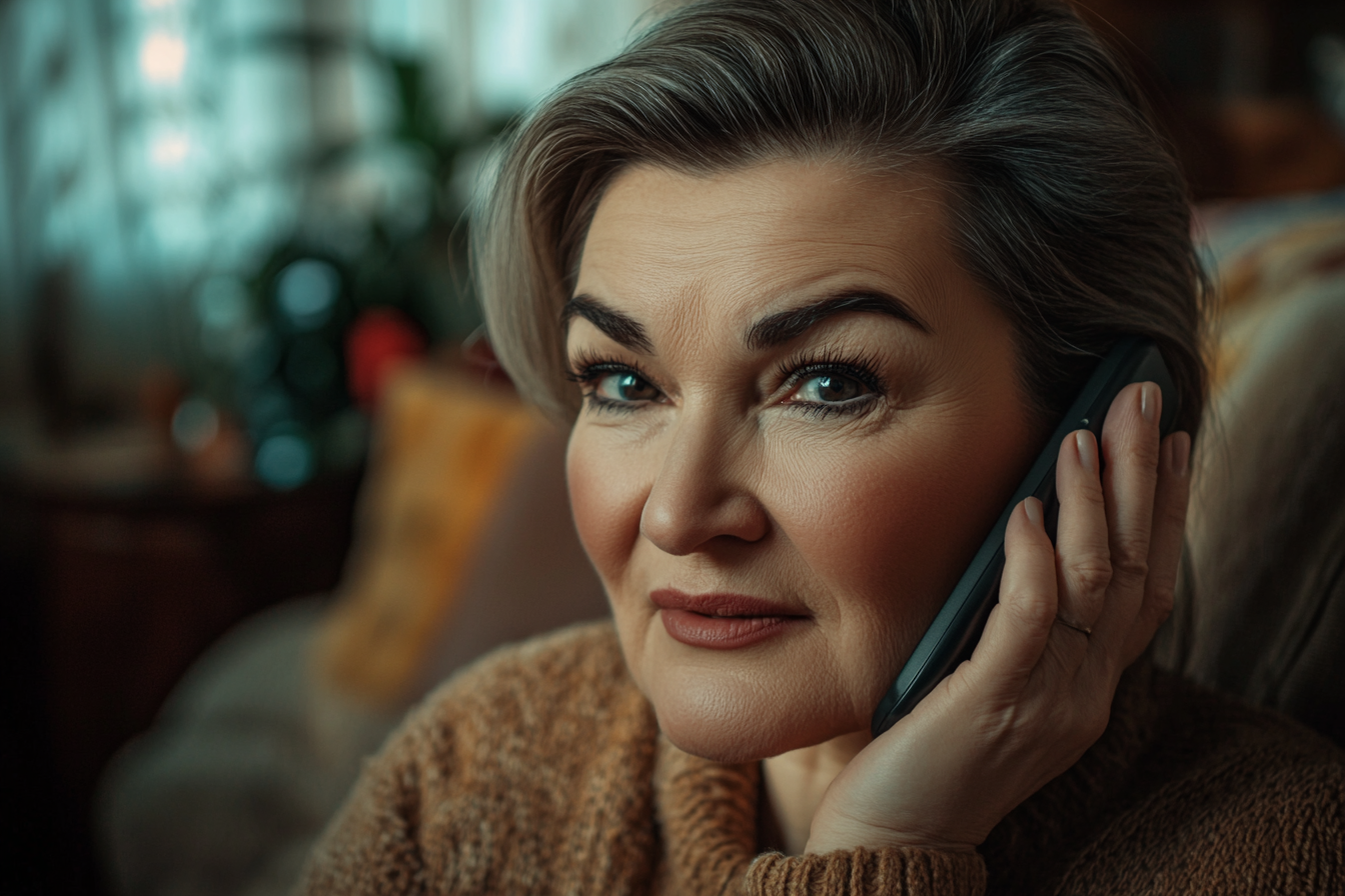 A woman talking to her son on the phone | Source: Midjourney