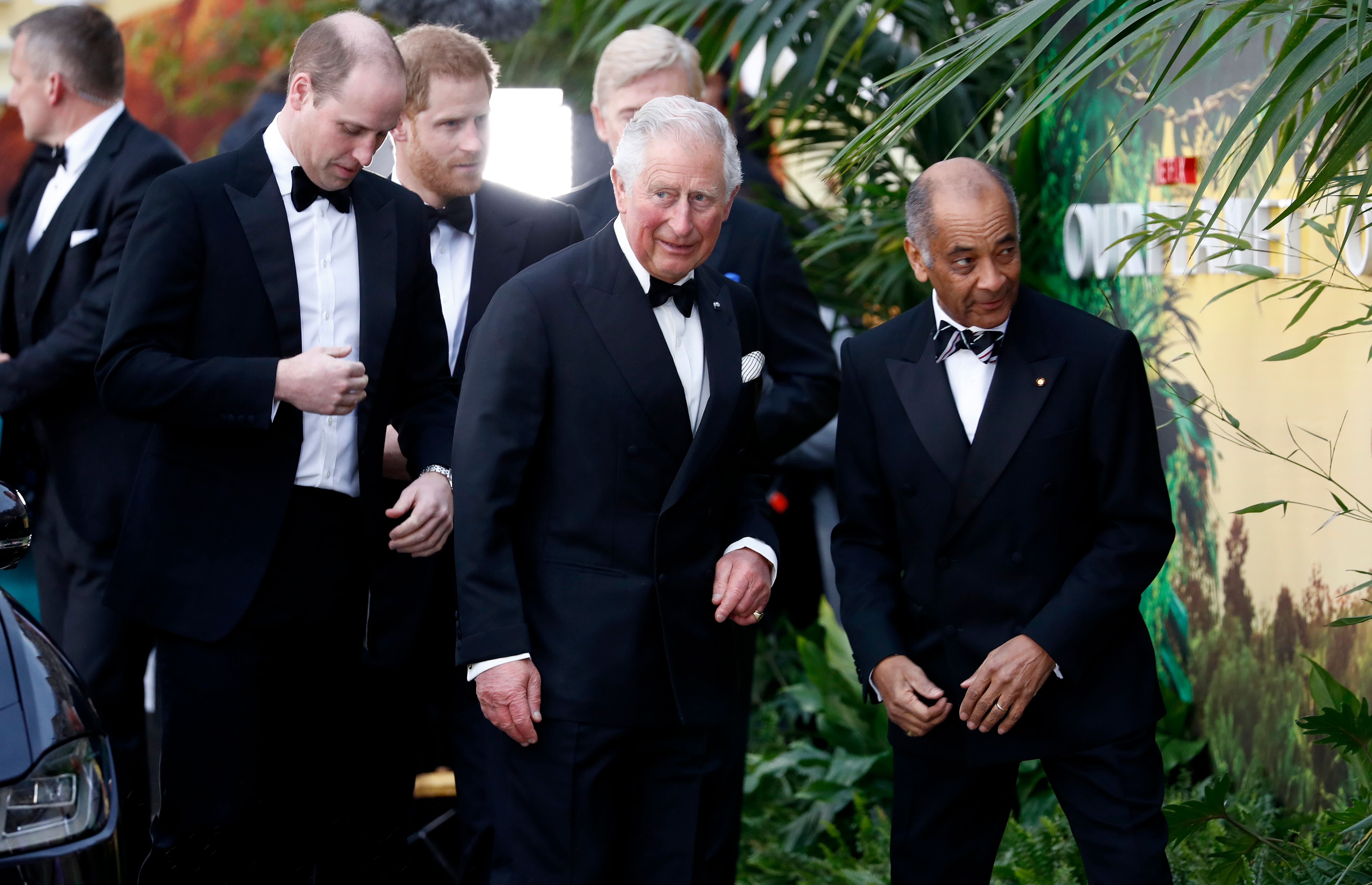 rince Charles, Prince of Wales, Prince William, Duke of Cambridge and Prince Harry, Duke of Sussex attend the "Our Planet" global premiere. | Source: Getty Images