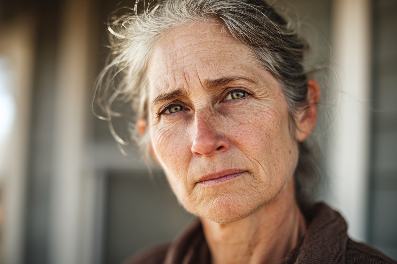 An older woman looking straight ahead | Source: Midjourney