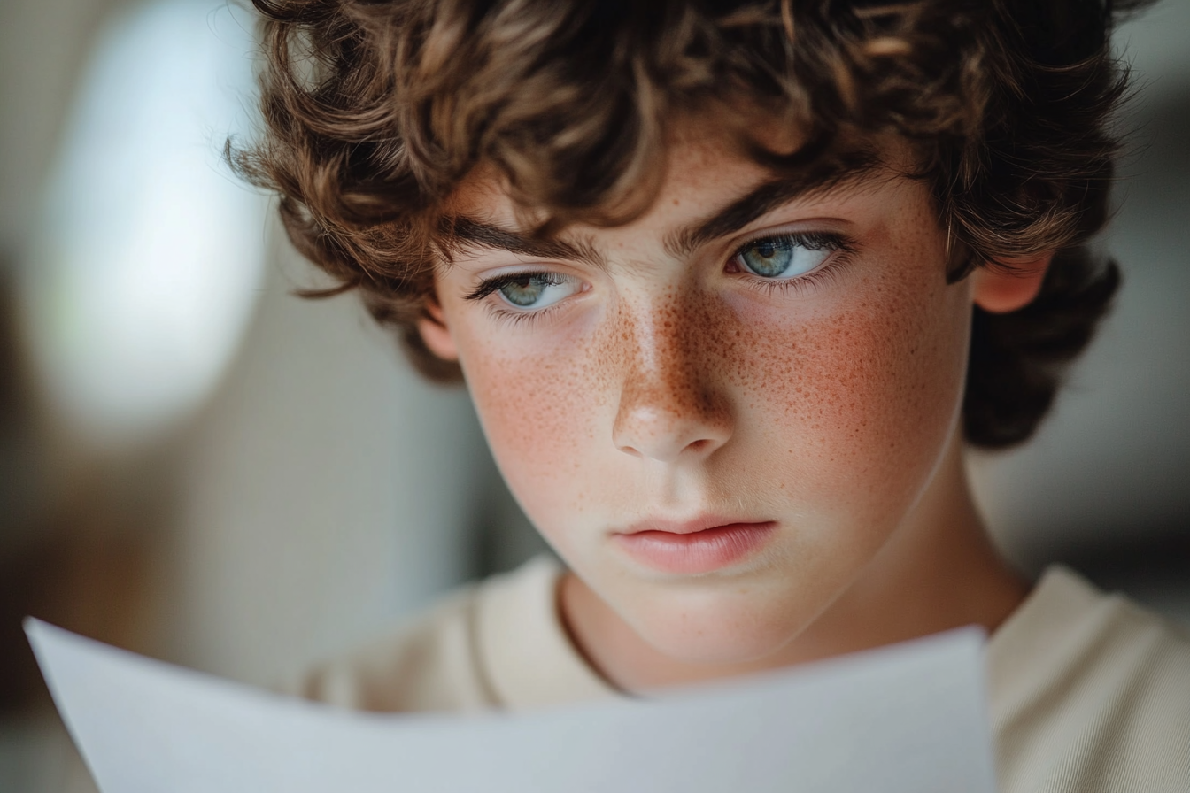 A boy reading a letter | Source: Midjourney