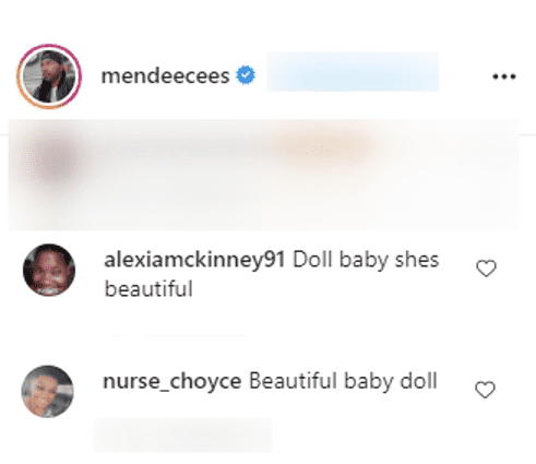 Screenshot showing comments on Mendeecees Harris' Instagram post | Source: Instagram/mendeecees