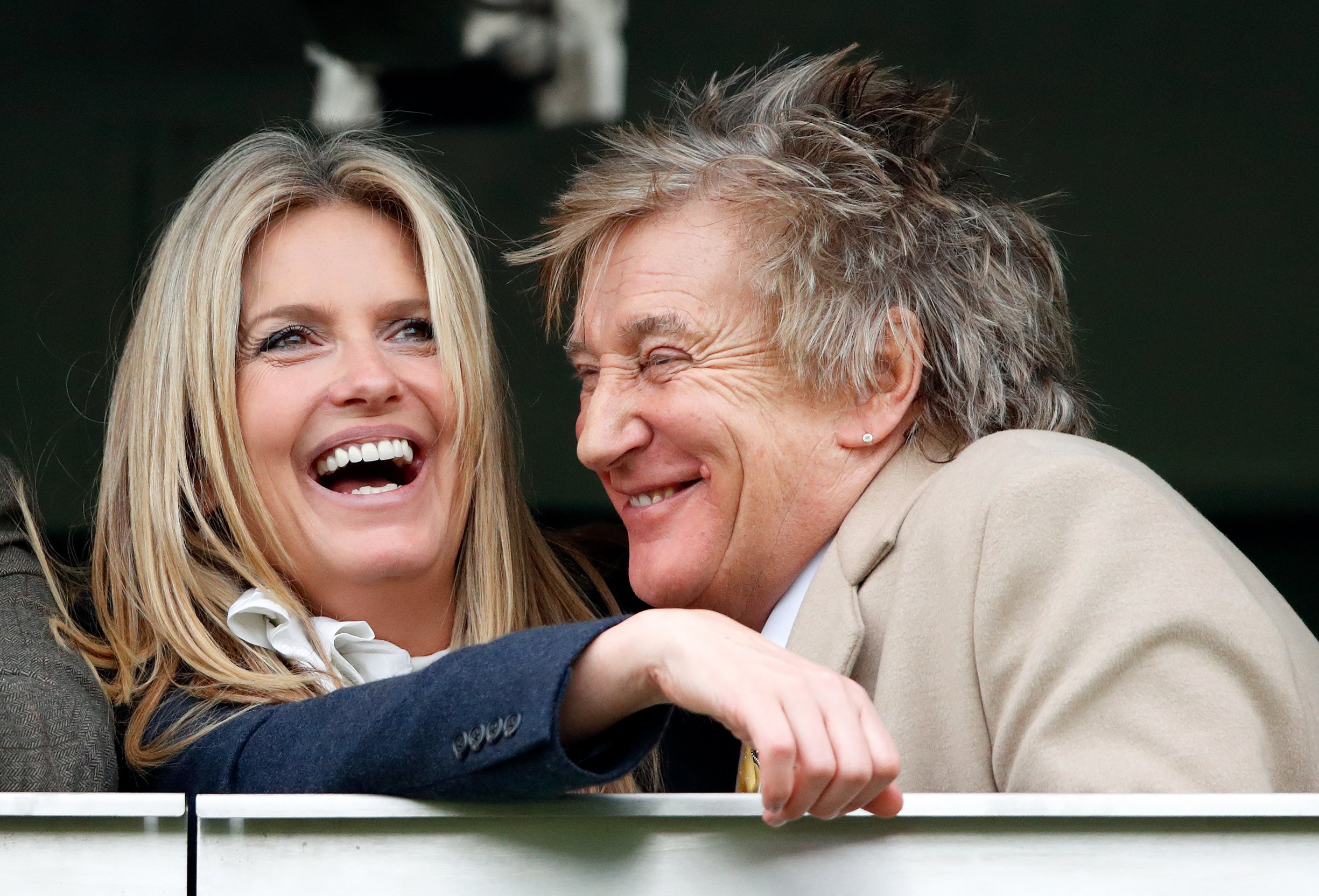 Penny Lancaster and Sir Rod Stewart at day 3 "St Patrick's Thursday" of the Cheltenham Festival on March 14, 2019, in Cheltenham, England | Source: Getty Images