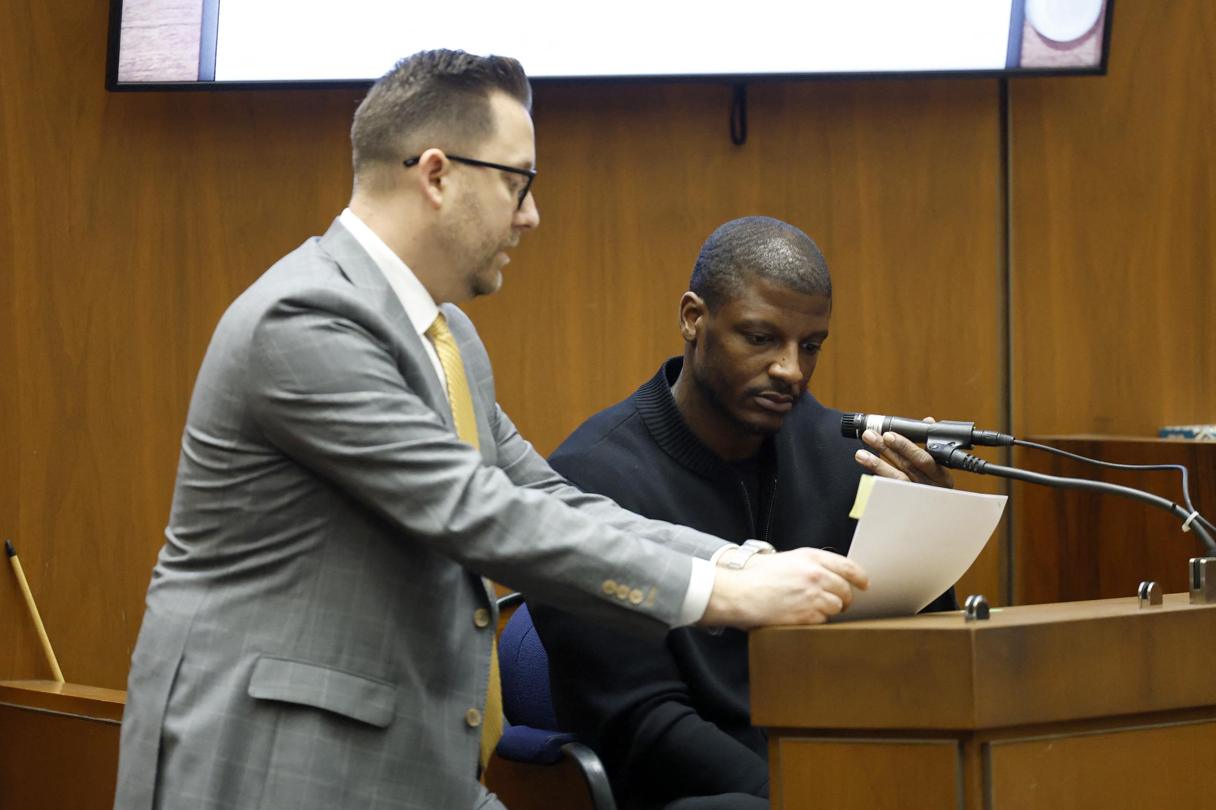 Paul Przelomiec and Terell Ephron, aka A$AP Relli, during trial on January 29, 2025, in Los Angeles, California. | Source: Getty Images