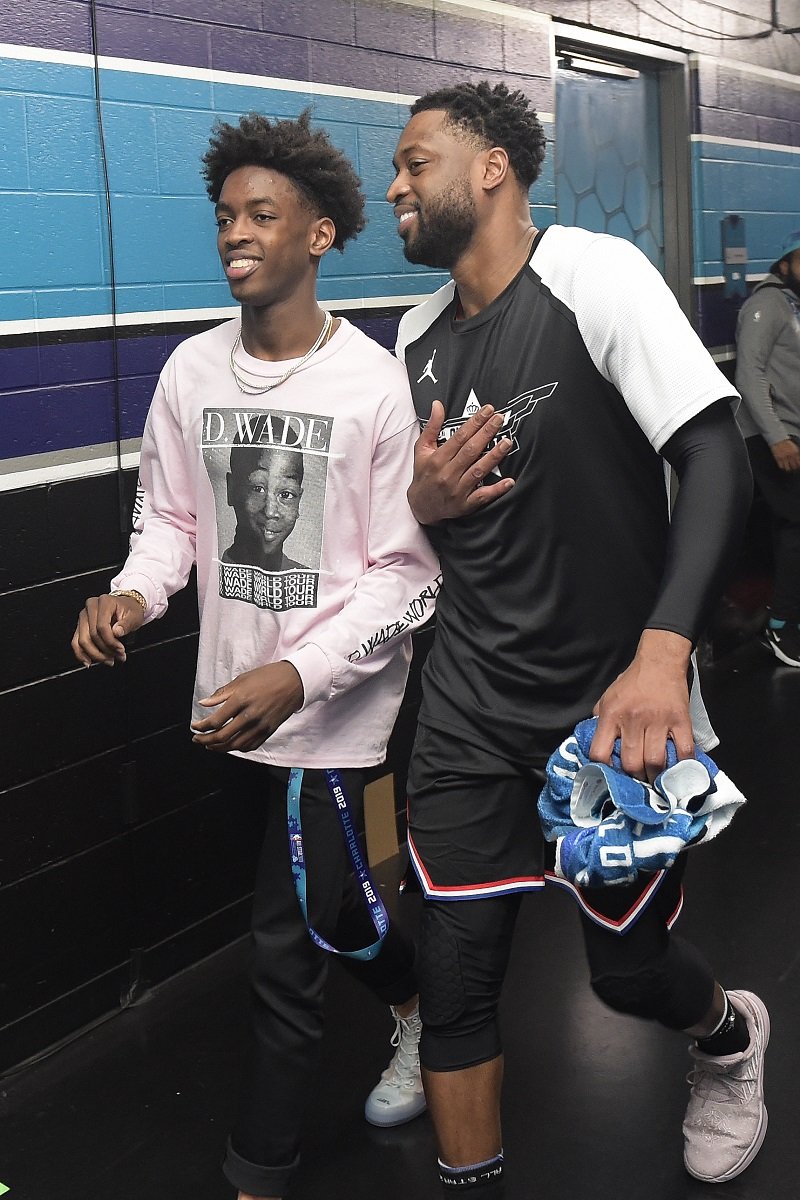 Zaire Wade and Dwyane Wade on February 17, 2019 at Spectrum Center in Charlotte, North Carolina | Photo: Getty Images