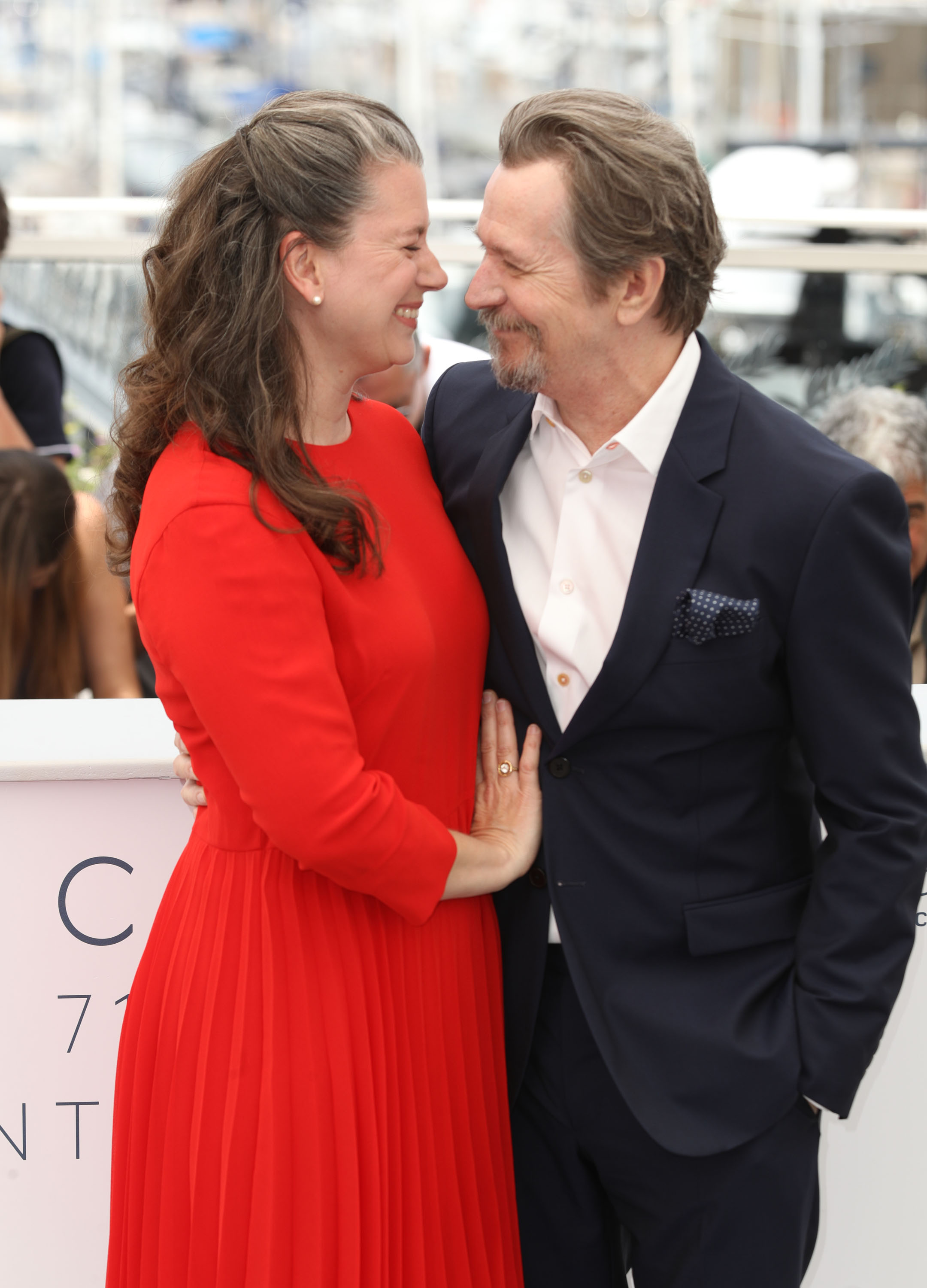 Writer Gisele Schmidt and her husband Gary Oldman attend the photocall for Rendez-Vous With Gary Oldman during the 71st annual Cannes Film Festival at Palais des Festivals on May 17, 2018 in Cannes, France | Source: Getty Images