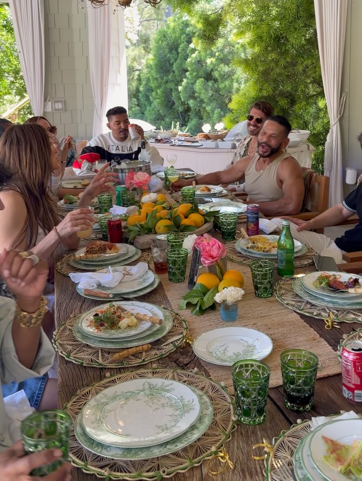Jennifer Lopez with friends and family at her mansion, from a post dated May 26, 2026 | Source: Instagram/JLo