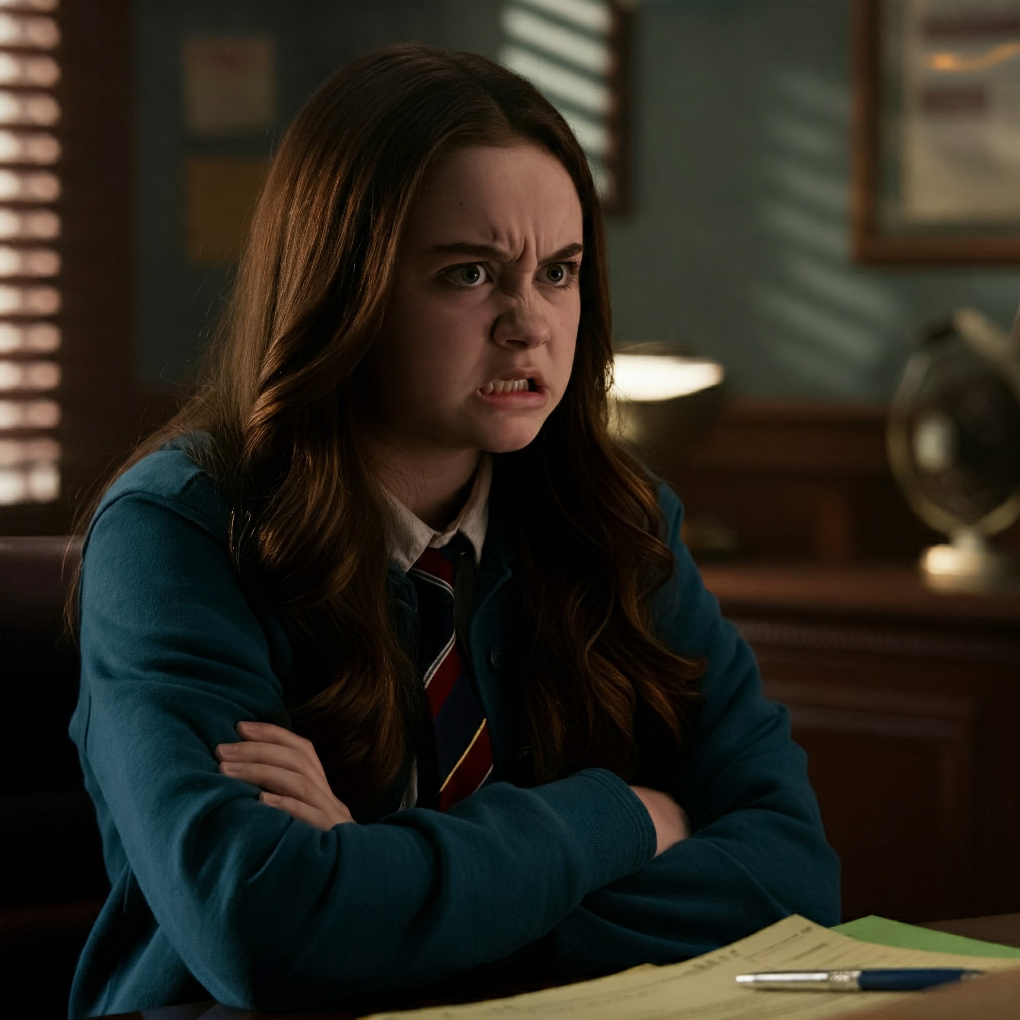 A school girl looking angry in an office | Source: Gemini