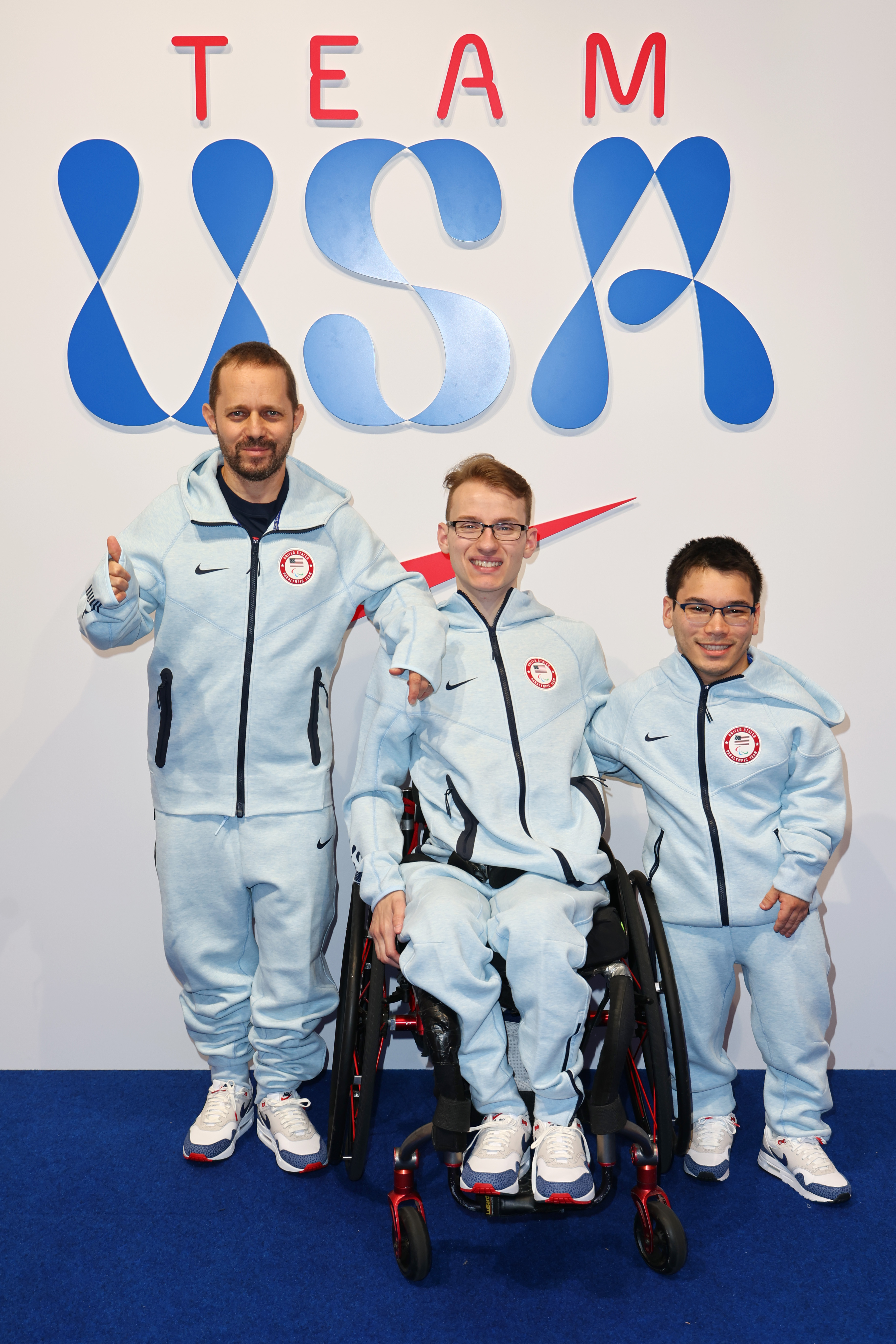 Team USA Paralympians Tahl Leibovitz, Jenson Emburgh and Ian Seidenfeld pose for a photo in Paris, France on August 22, 2024 | Source: Getty Images