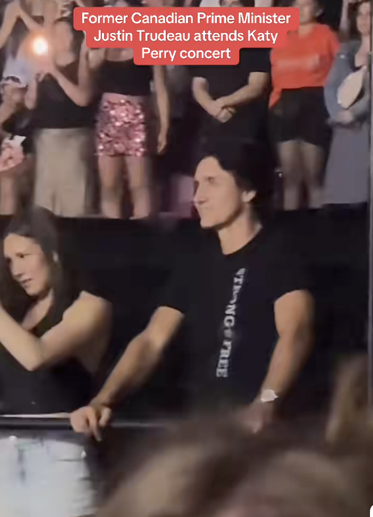 Justin Trudeau enjoying Katy Perry's concert in Montreal, Canada, posted on July 31, 2025. | Source: TikTok/@much