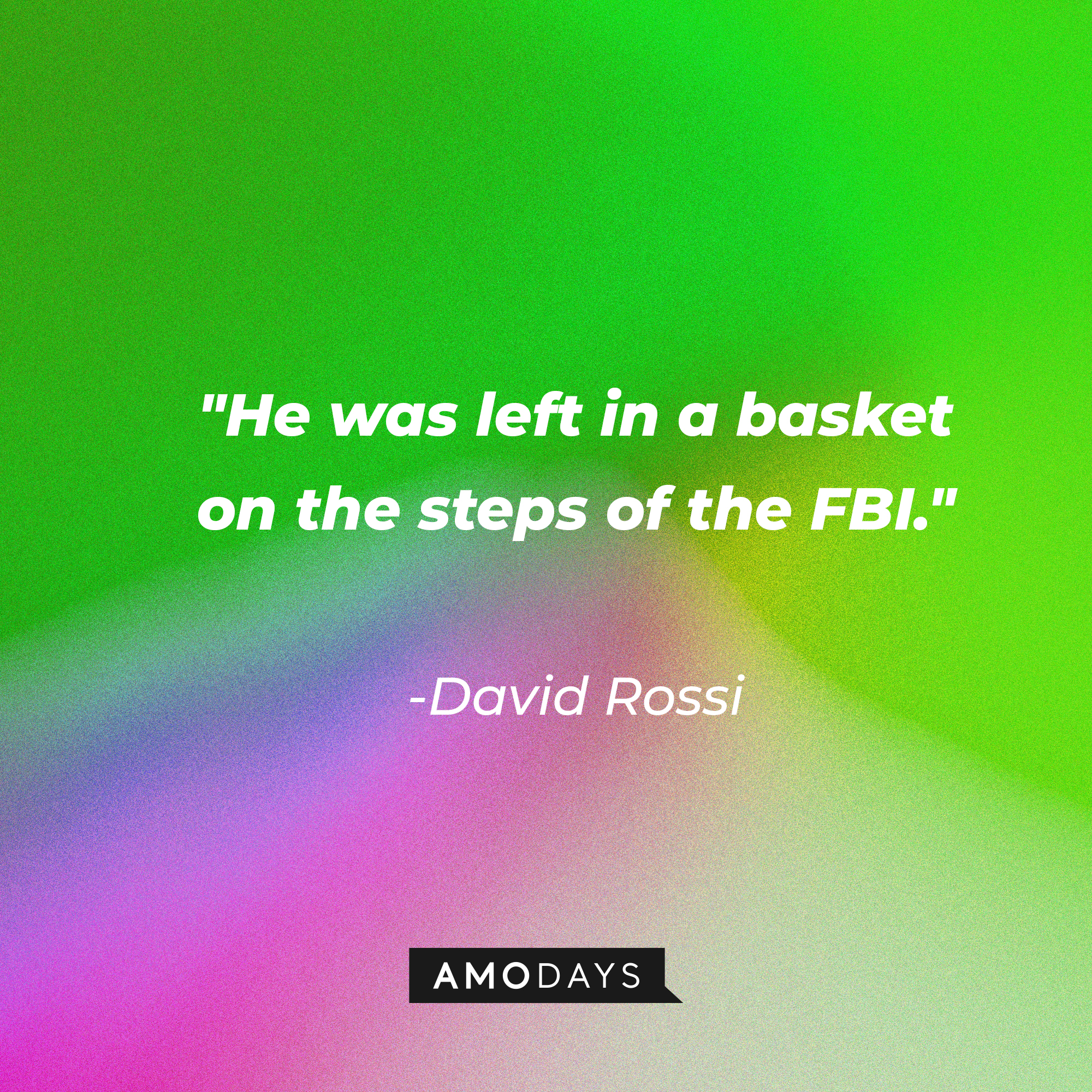 David Rossi's quote: "He was left in a basket on the steps of the FBI." | Source: AmoDays