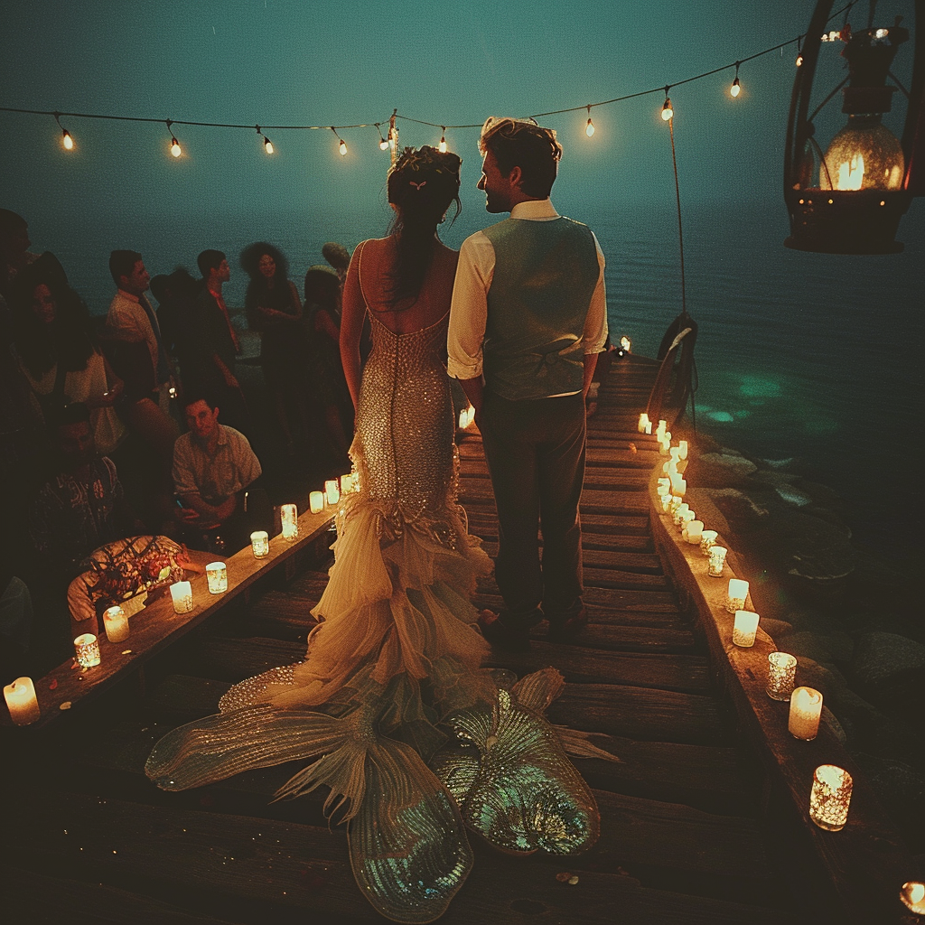 An imagined mermaid-themed wedding | Source: Midjourney