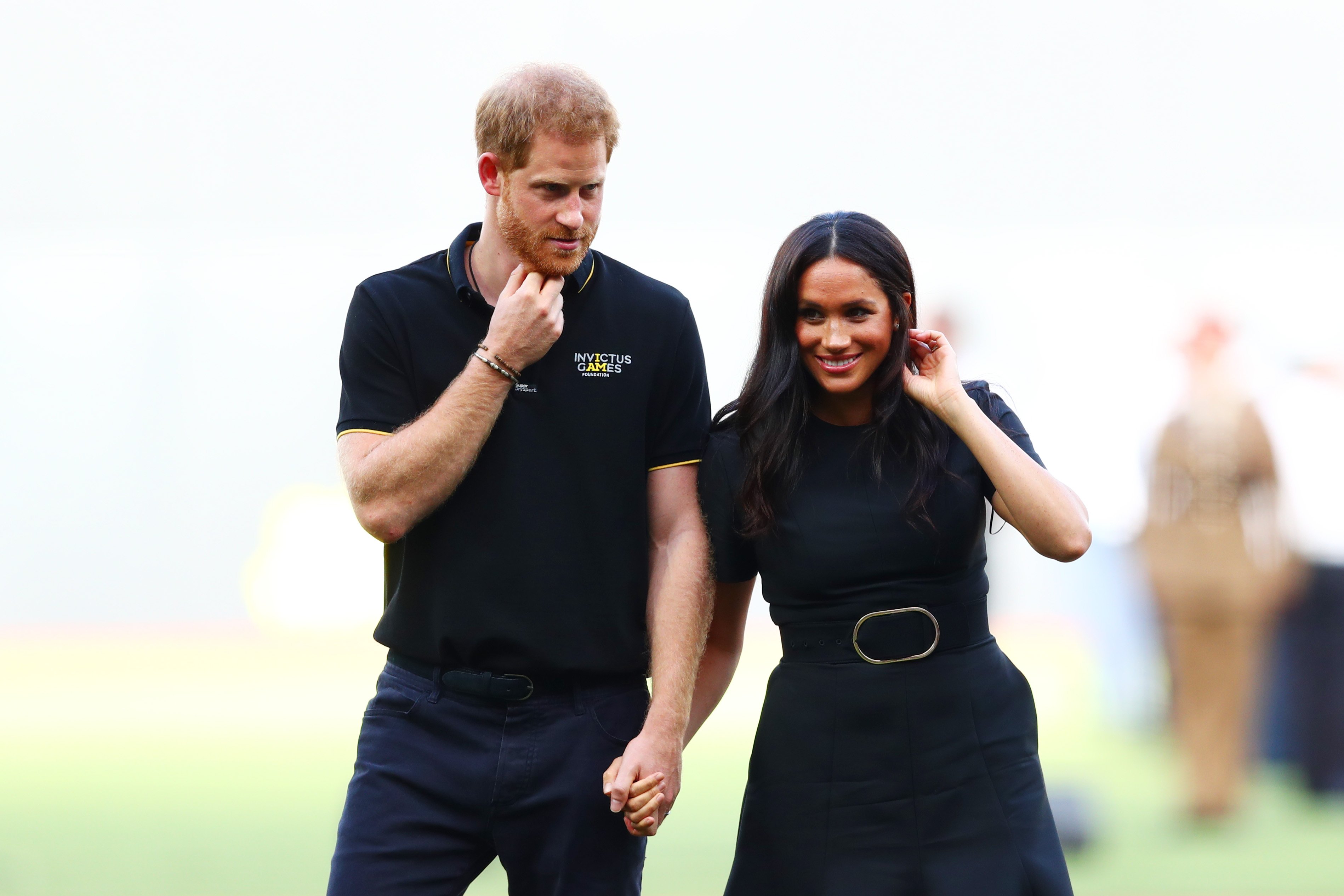 Prince Harry and Meghan Markle during the pre-game ceremonies before the MLB London Series game between Boston Red Sox and New York Yankees at London Stadium on June 29, 2019 in London, England. / Source: Getty Images