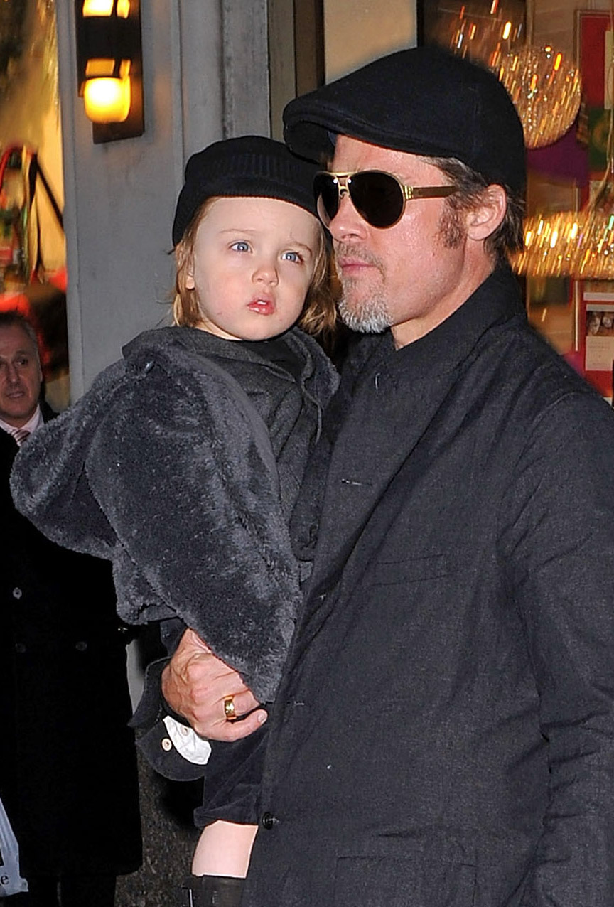 Brad Pitt with his son Knox Jolie-Pitt in New York City on December 4, 2010 | Source: Getty Images