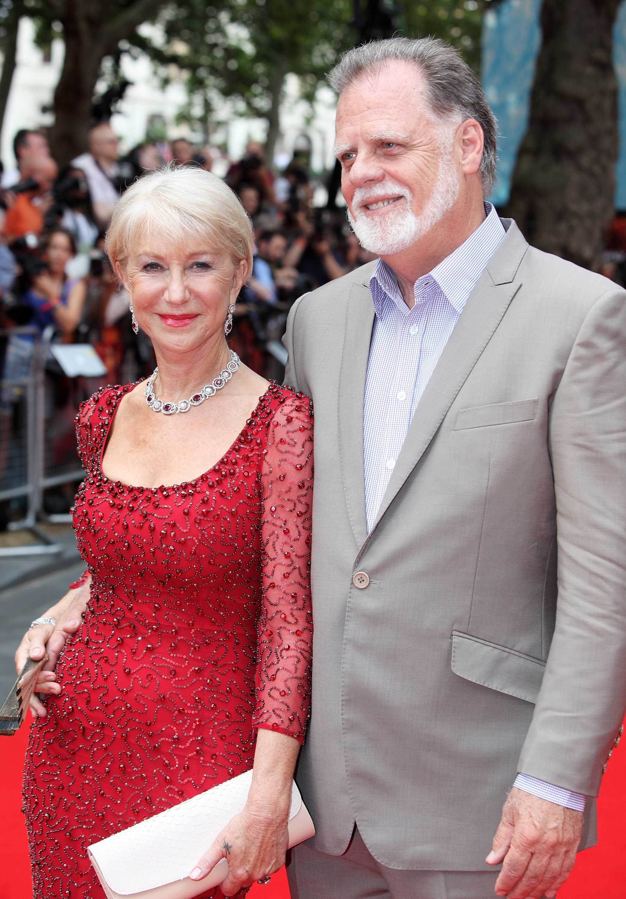 Dame Helen Mirren and husband Taylor Hackford in London, England on July 22, 2013 | Source: Getty Images