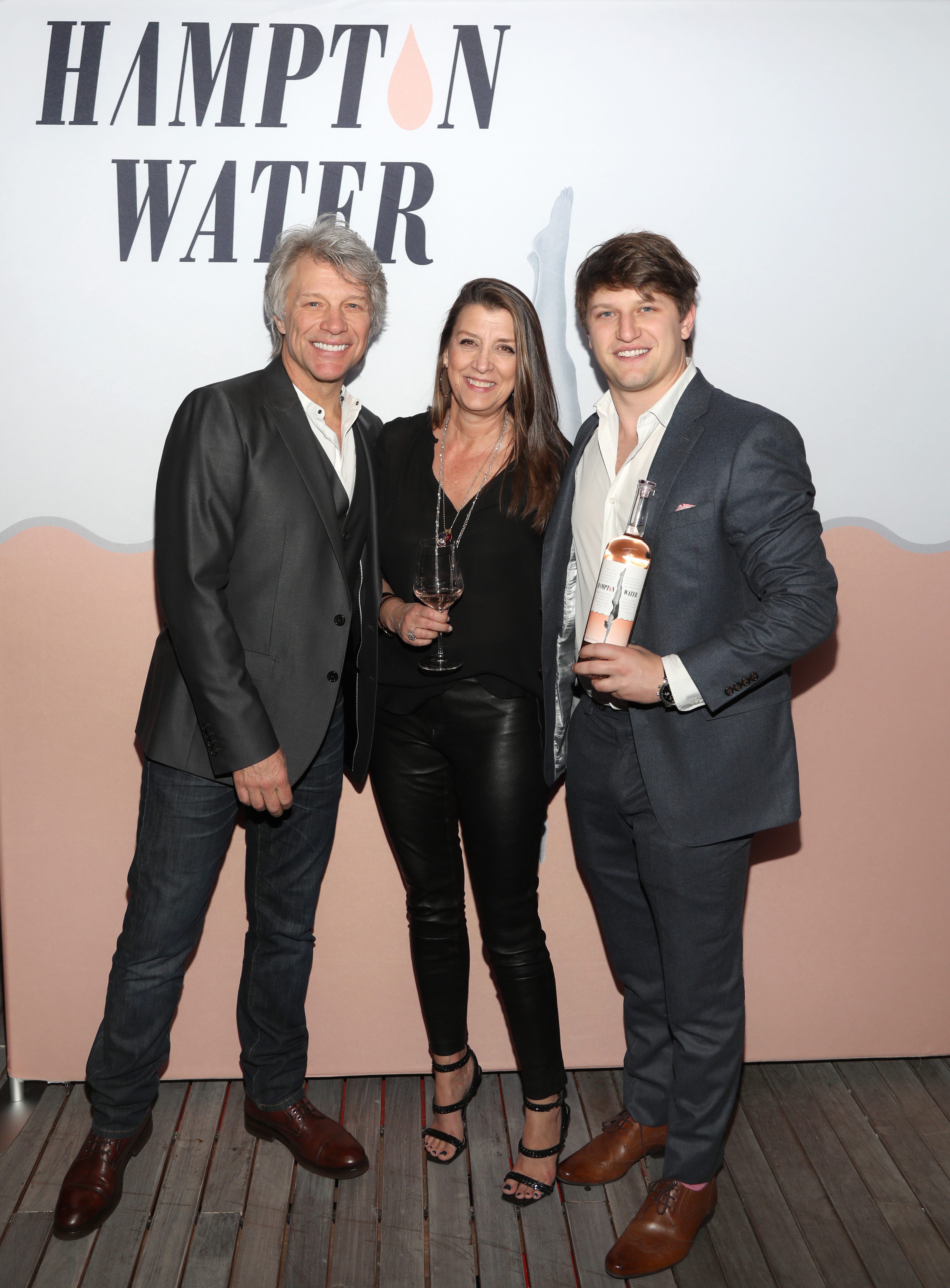 Jon Bon Jovi, Dorothea and Jesse Bongiovi at the Hampton Water Rosé's LA launch in West Hollywood, California on March 28, 2019 | Source: Getty Images