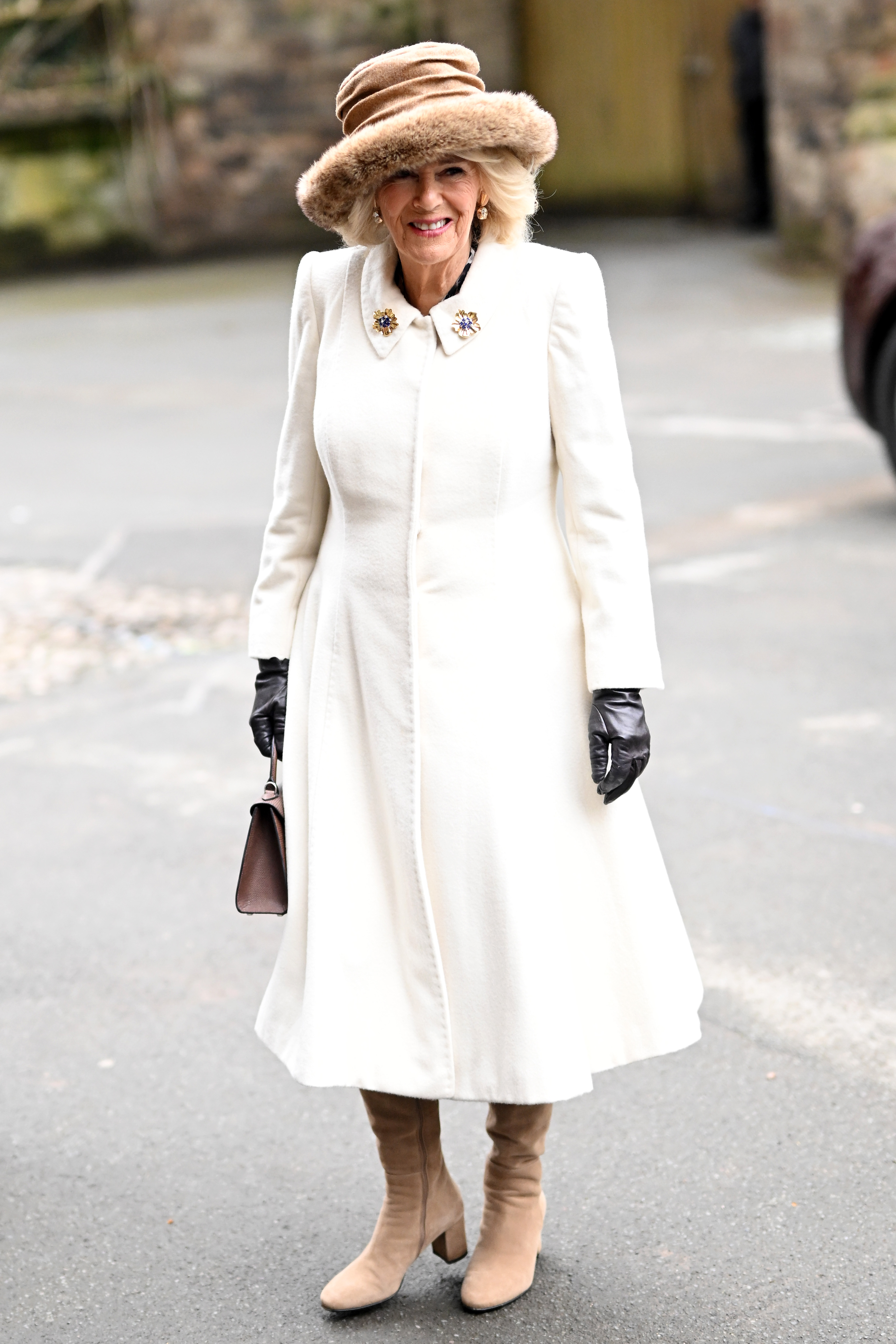 Queen Camilla at the Royal Maundy Service at Worcester Cathedral in Worcester, England on March 28, 2024 | Source: Getty Images