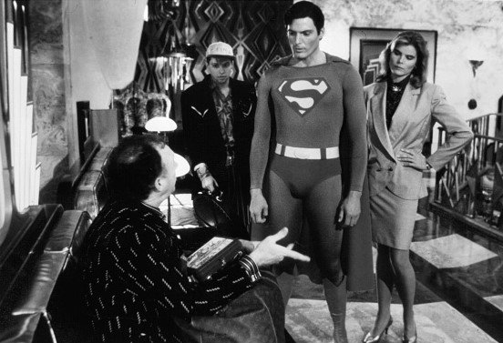 Actors Gene Hackman and Christopher Reeve and actress Mariel Hemingway in a scene from the Warner Bros. movie "Superman IV: The Quest for Peace" | Source: Getty Images
