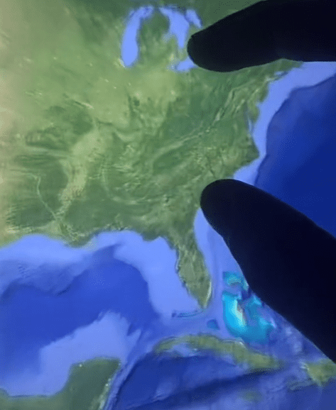 TikTok user “Google Earth” zooming into North America using Google Earth. │Source: tiktok.com/hidden.on.google.earth