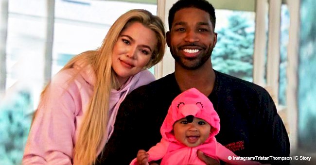 Tristan Thompson shuts down split rumors, sharing sweet family pic with Khloé & baby True