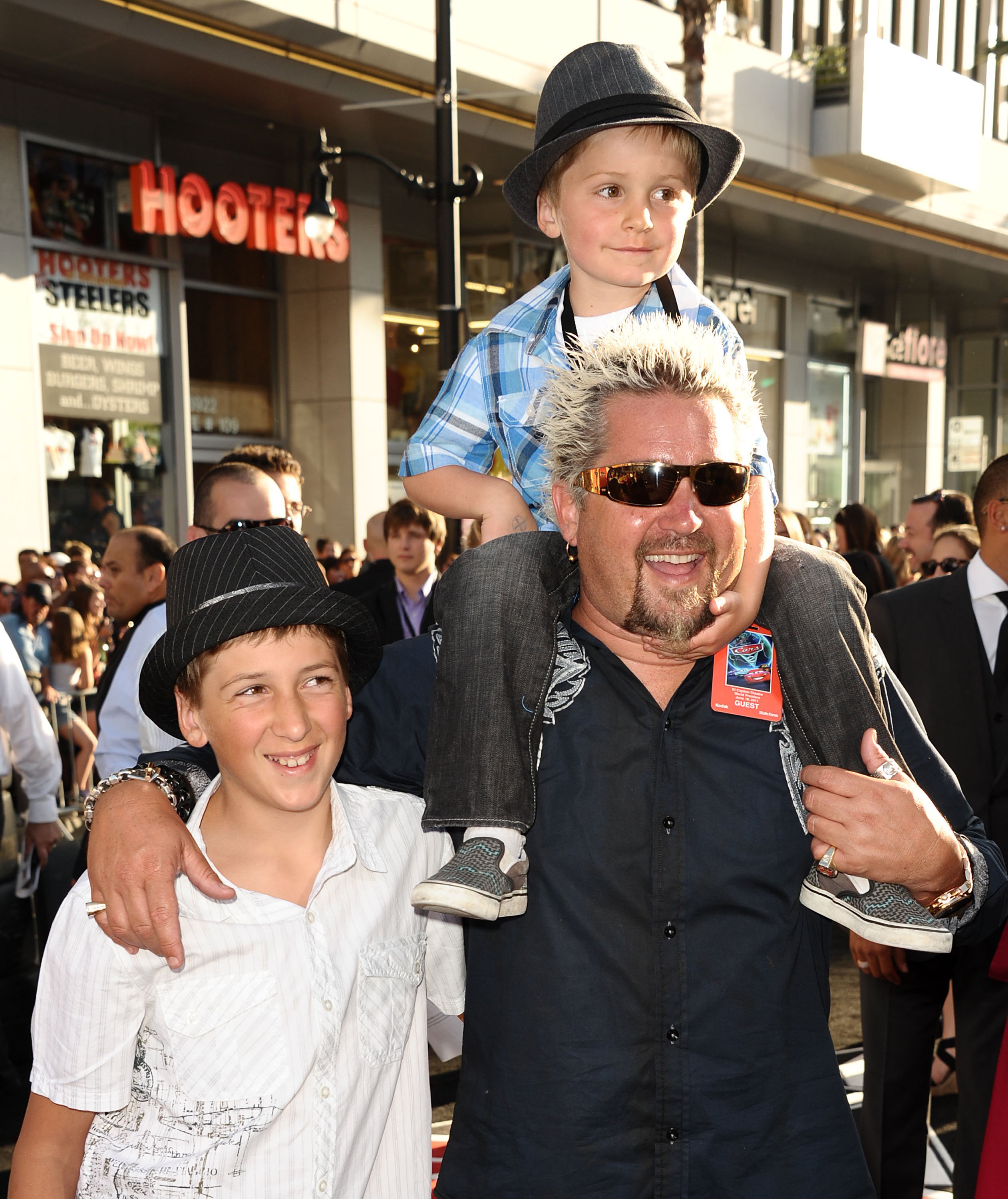 Guy Fieri and his sons Ryder and Hunter Fieri at the premiere of "Cars 2" on June 18, 2011, in Hollywood, California | Source: Getty Images