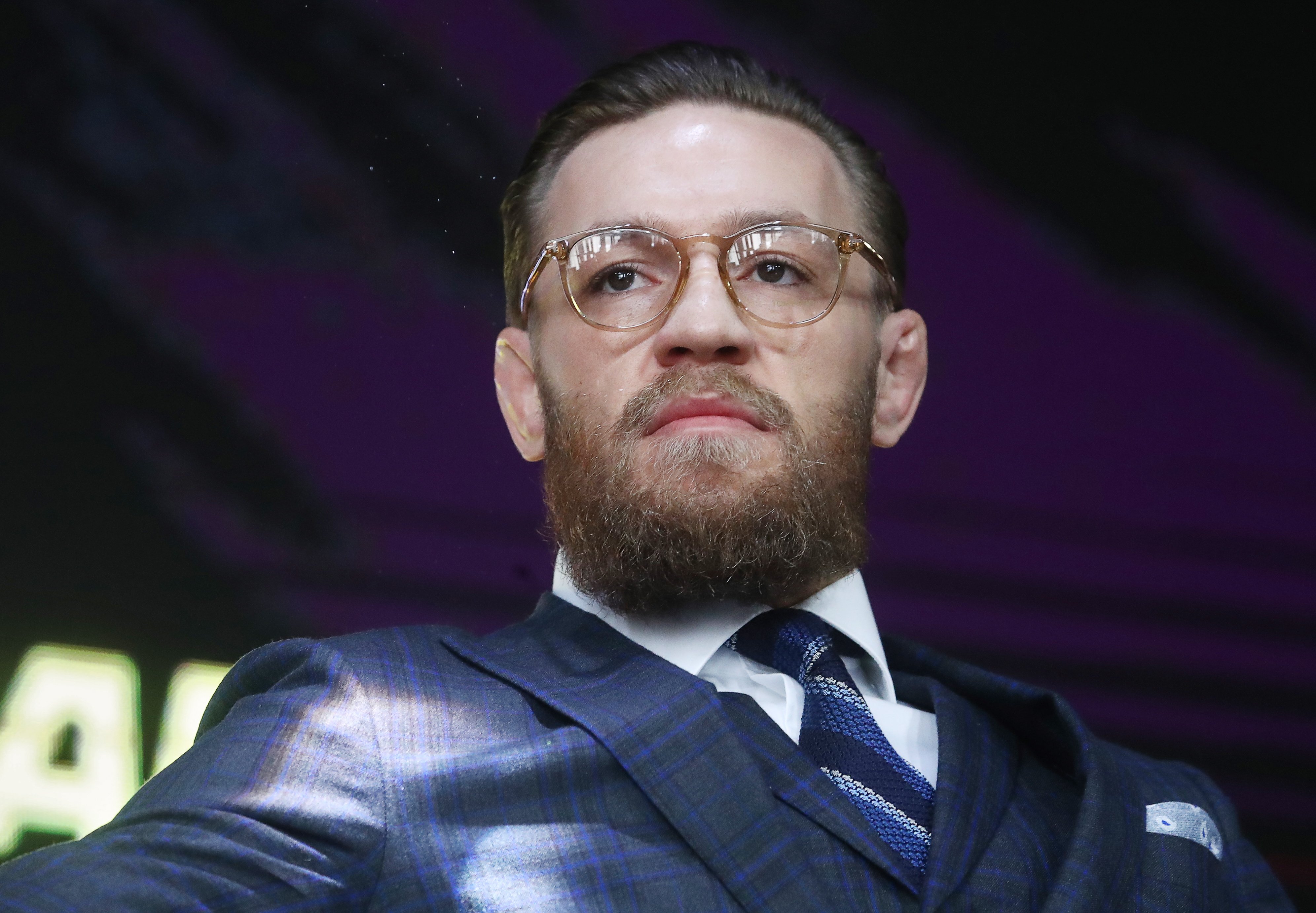 Conor McGregor, gives a press conference in Moscow, Rusian, on October 24, 2019. | Photo by Stanislav Krasilnikov\TASS via Getty Images