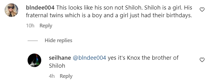 A comment left on an Instagram photo of Shiloh Joli-Pitt's new haircut | Source: instagram.com/bpf_acc