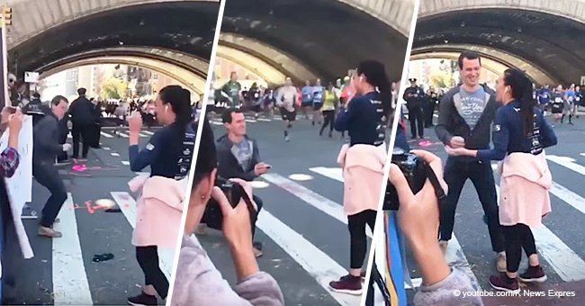 Man gets roasted after interrupting girlfriend's marathon to propose in viral video