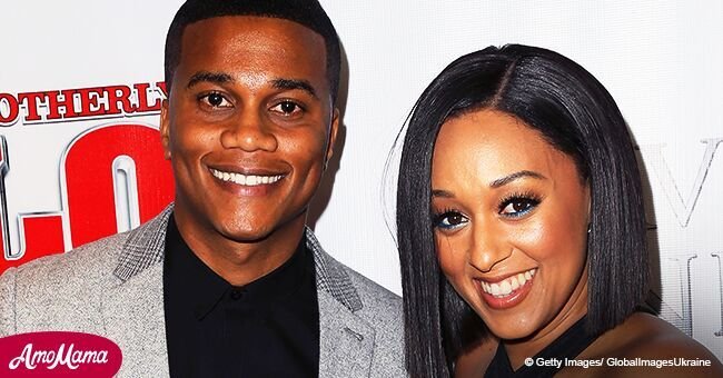 Tia Mowry shares a sweet snap with her 6-year-old son and hubby as they cradle her baby bump 