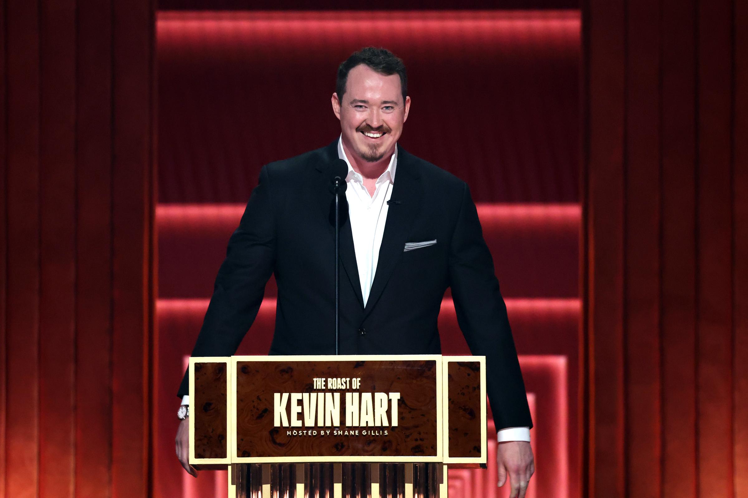 Shane Gillis speaks onstage during Netflix Is A Joke Fest on May 10, 2026 | Source: Getty Images