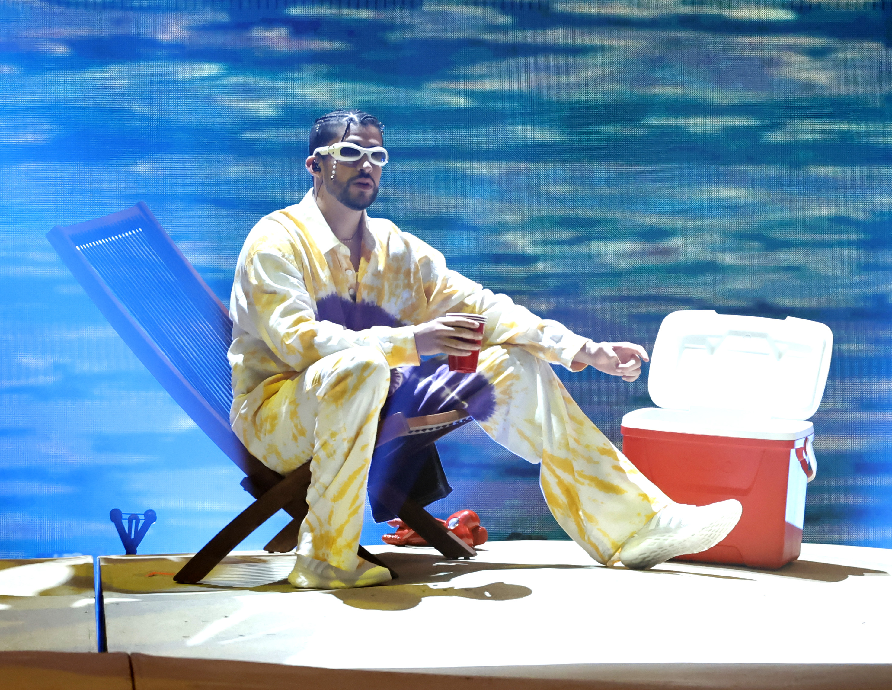 Bad Bunny performs onstage during his World's Hottest Tour at SoFi Stadium on September 30, 2022 in Inglewood, California | Source: Getty Images