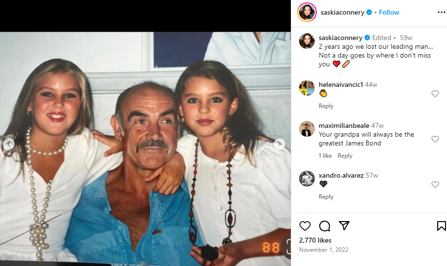 Sean Connery and family | Source: Instagram/saskiaconnery